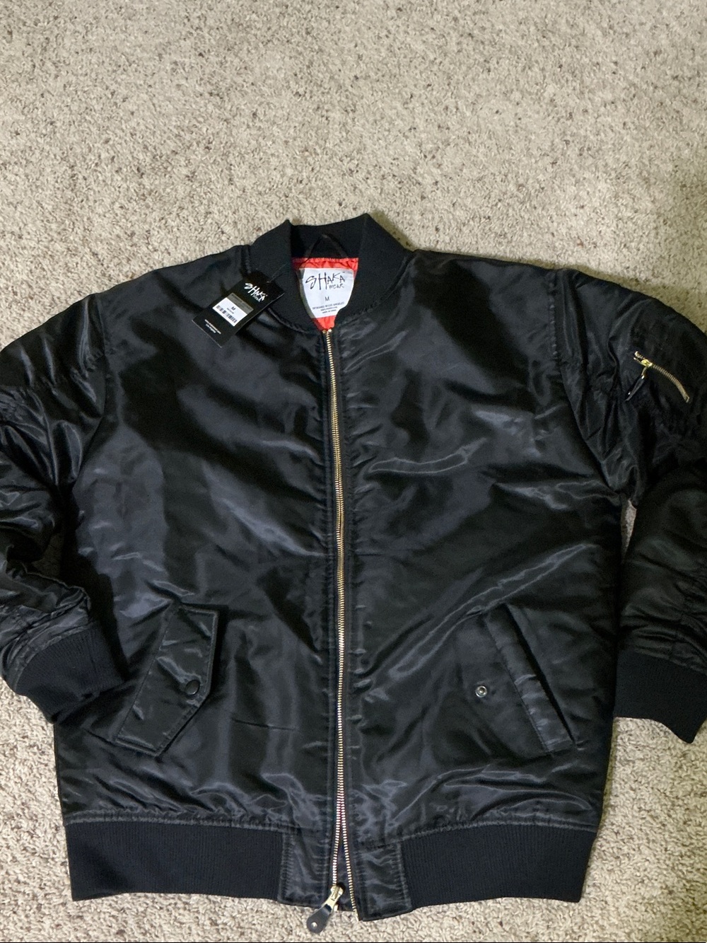 Classic Black Bomber Jacket with Orange Lining - Men's Casual Flight Style